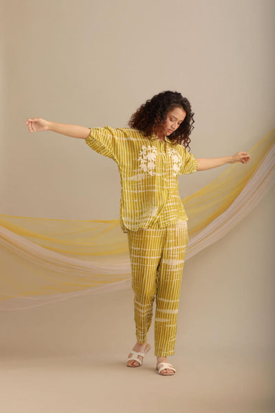 STRIPED COTTON SILK PRINTED CO-ORD SET