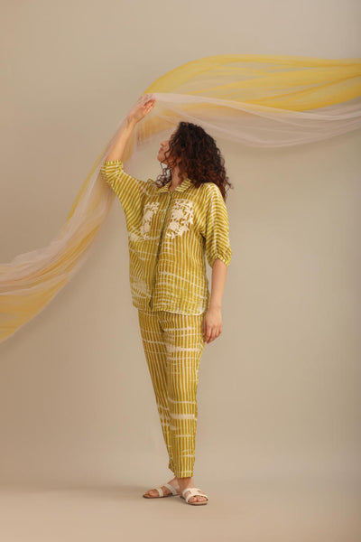 STRIPED COTTON SILK PRINTED CO-ORD SET