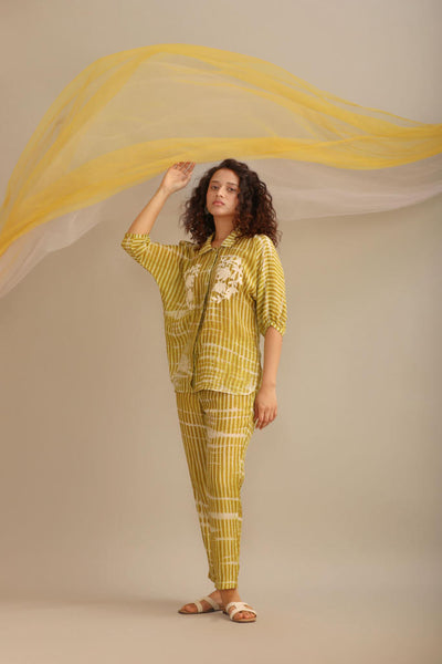 STRIPED COTTON SILK PRINTED CO-ORD SET