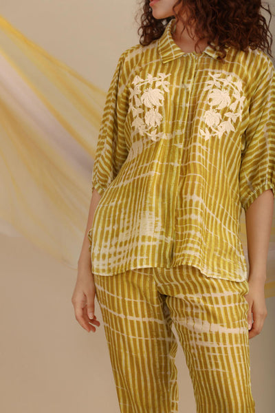 STRIPED COTTON SILK PRINTED CO-ORD SET