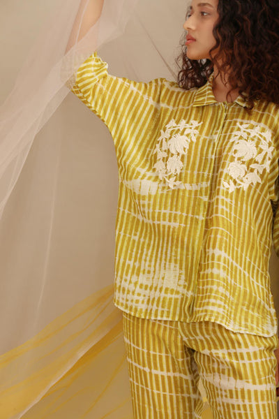 STRIPED COTTON SILK PRINTED CO-ORD SET
