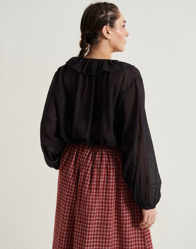 Madras checkered midi skirt - Red checks