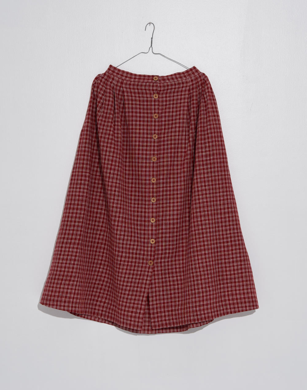 Madras checkered midi skirt - Red checks