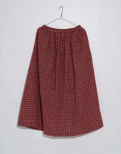 Madras checkered midi skirt - Red checks