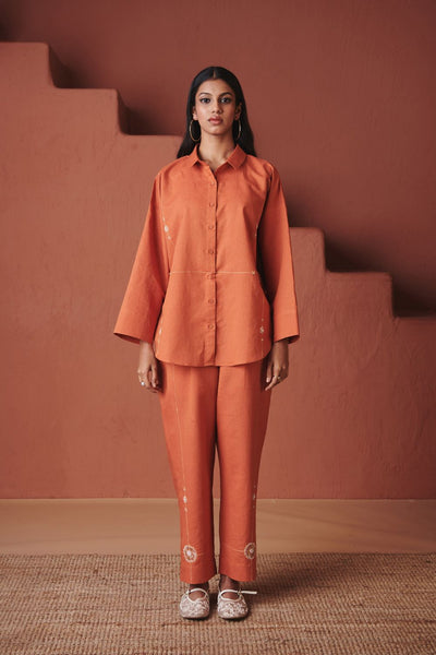 Marigold Co Linen Oversized Flared Shirt