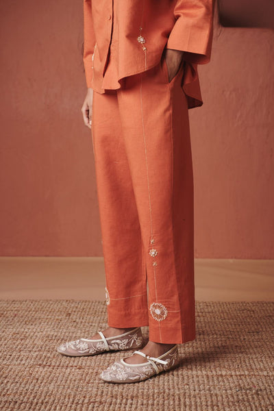 Marigold Co Linen Oversized Flared Shirt Set