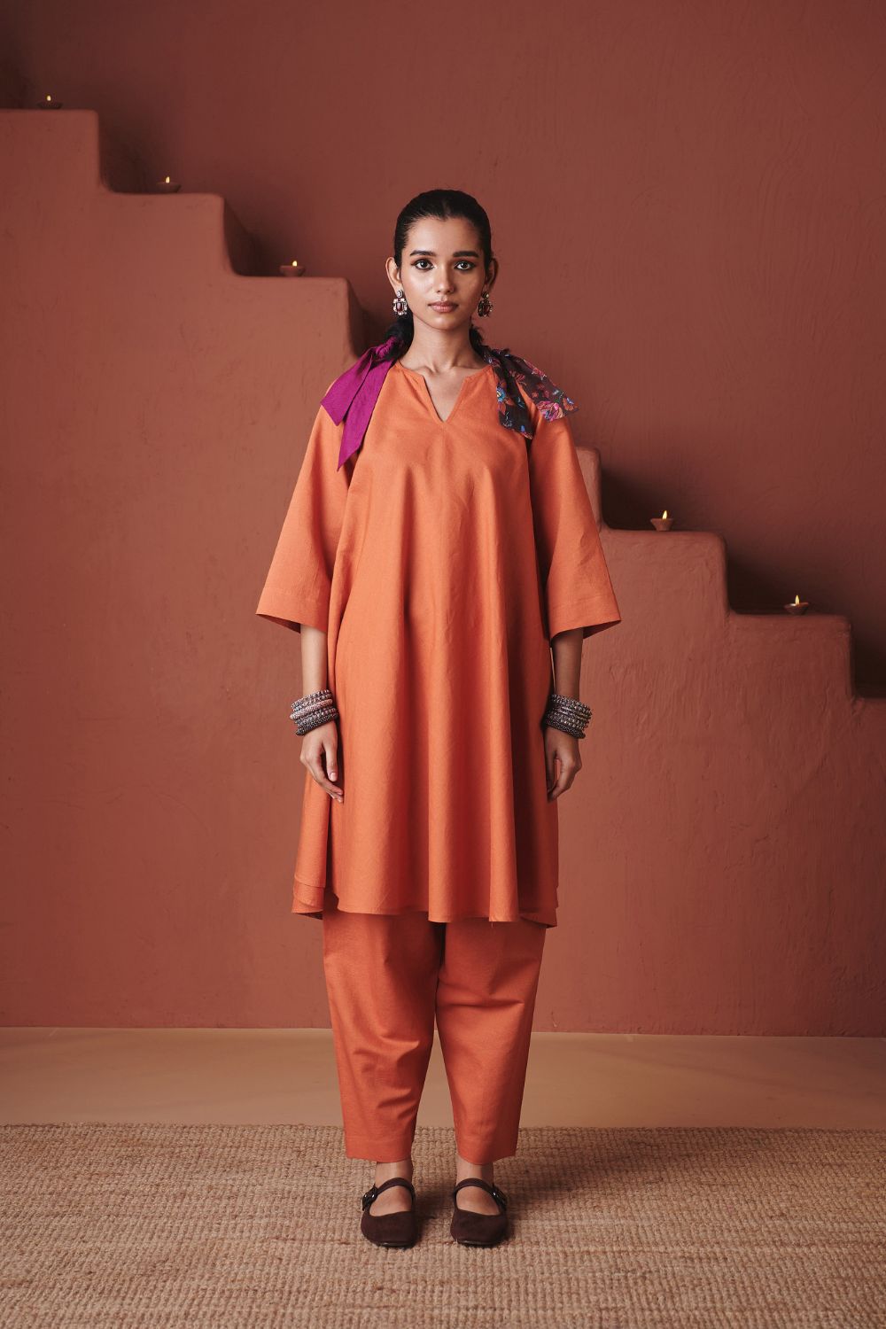 Marigold Co Linen Pheran Kurta Set
