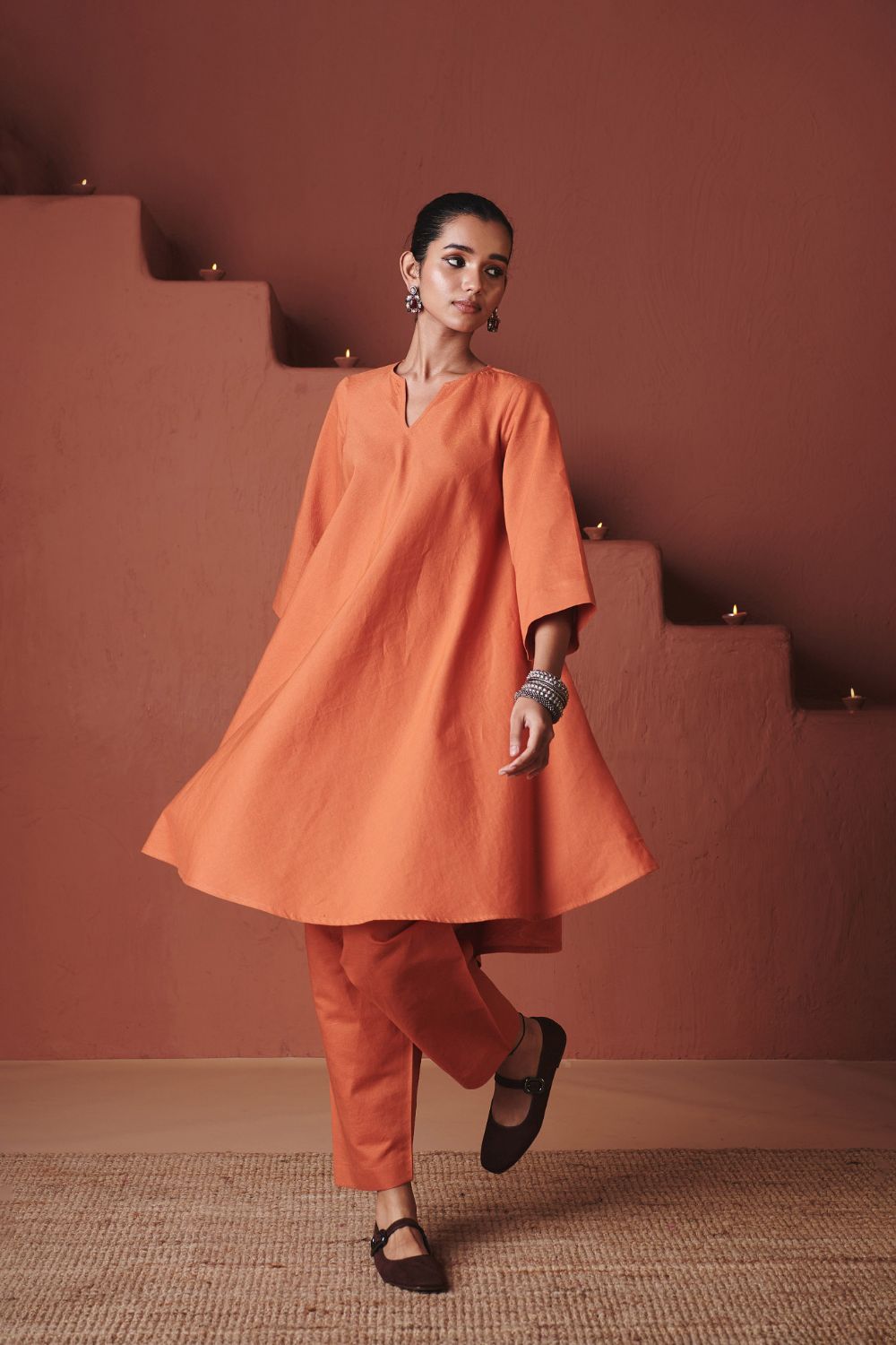 Marigold Co Linen Pheran Kurta Set