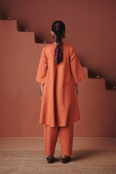 Marigold Co Linen Pheran Kurta Set