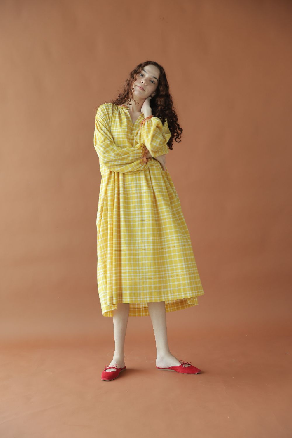 Sierra Dress-Yellow checks