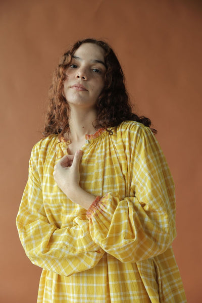 Sierra Dress-Yellow checks