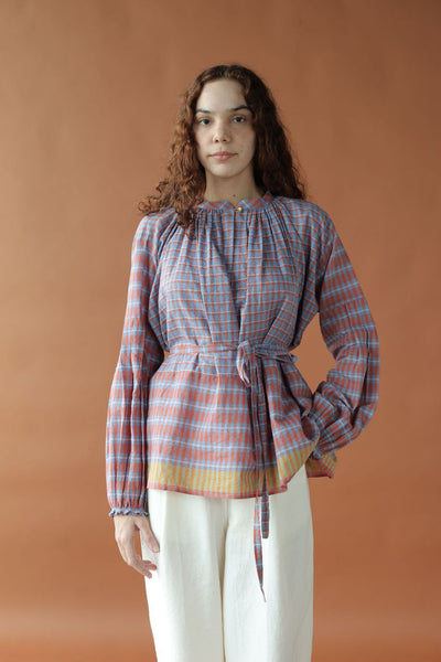 Akira-Two toned checks Top