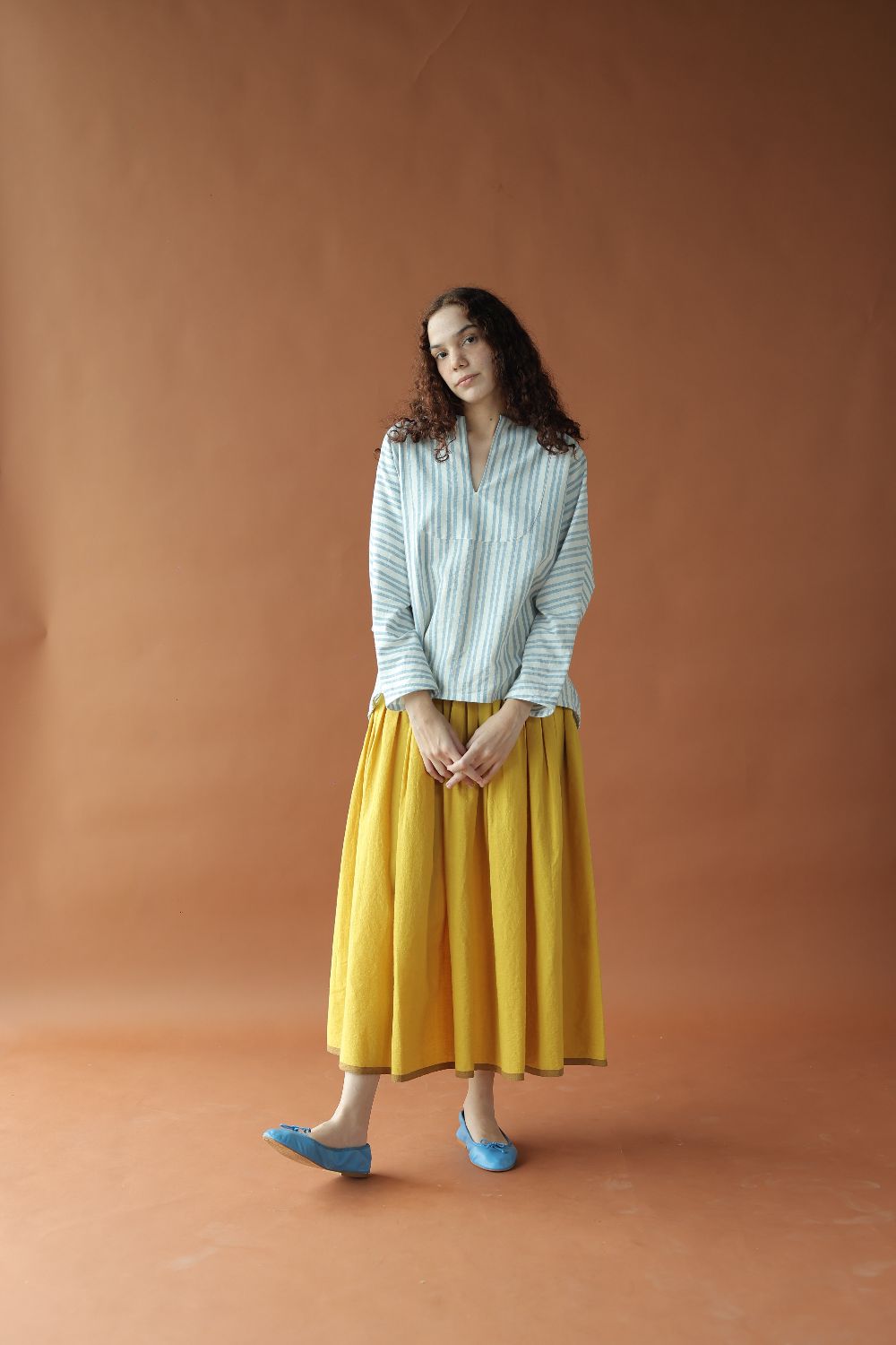 Sylvie-Blue Stripes Top