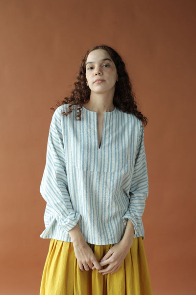 Sylvie-Blue Stripes Top