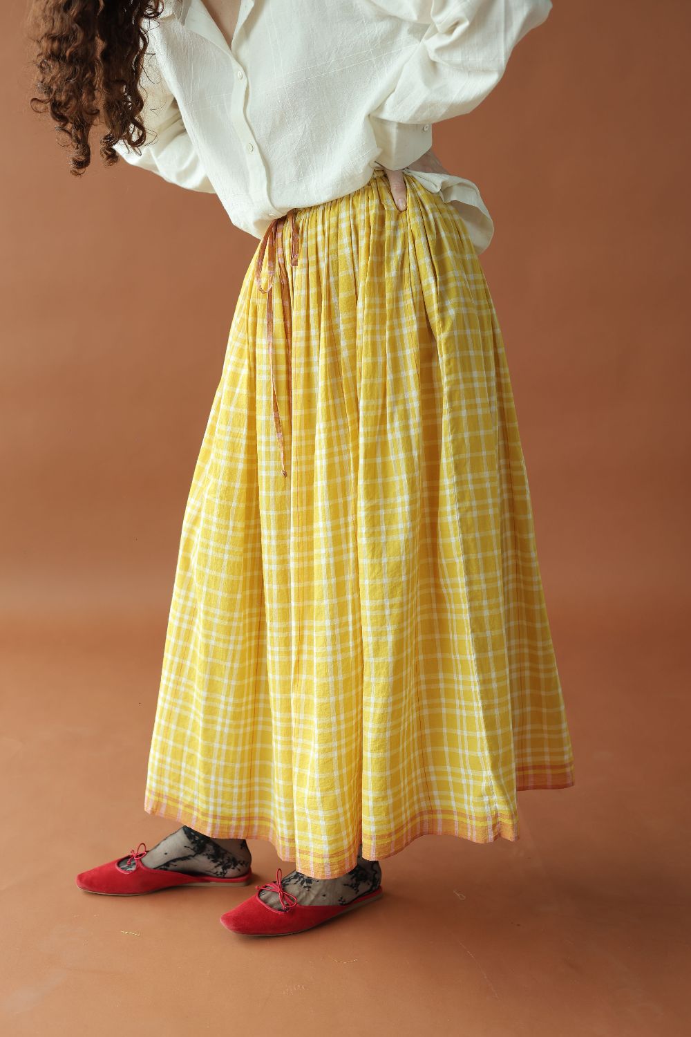 Zephyr Skirt-Yellow checks