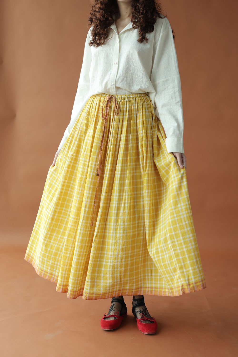 Zephyr Skirt-Yellow checks