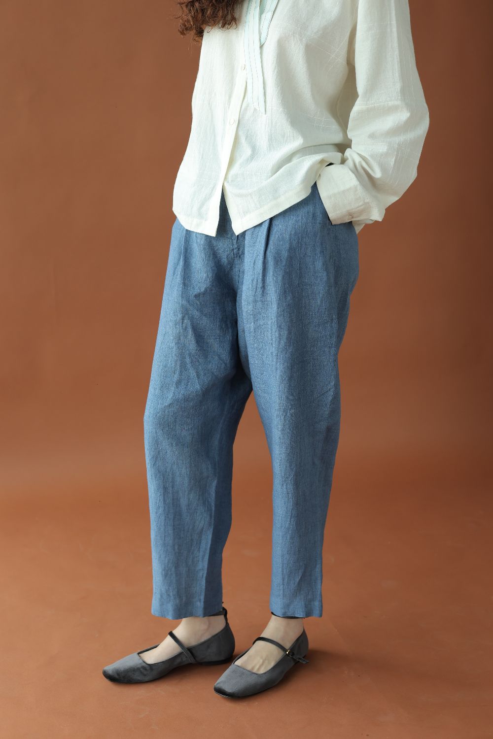 Alec-Blue linen Pants