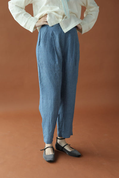Alec-Blue linen Pants