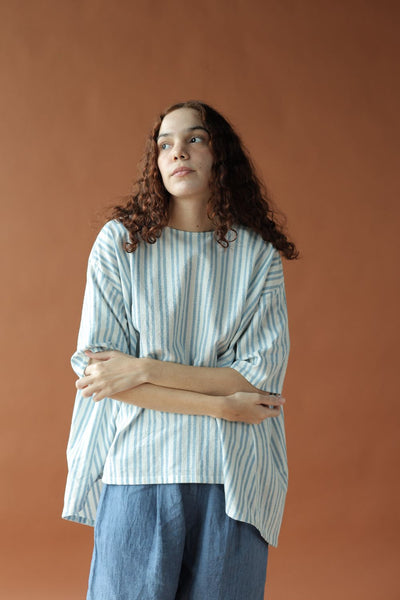 Saraya Top-Blue and white