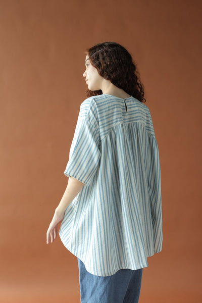 Saraya Top-Blue and white