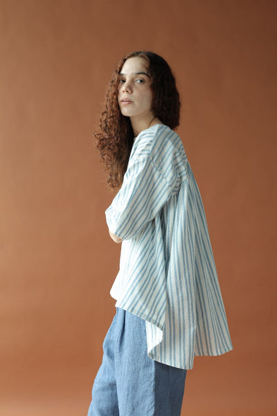 Saraya Top-Blue and white