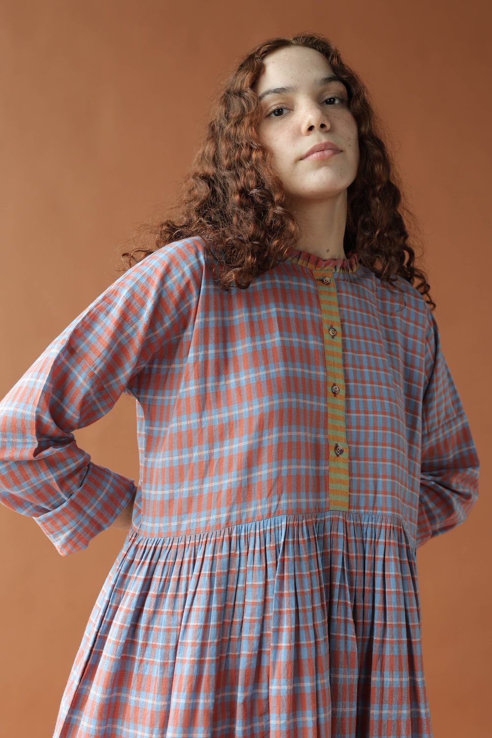Myrah-Two toned checks Dress