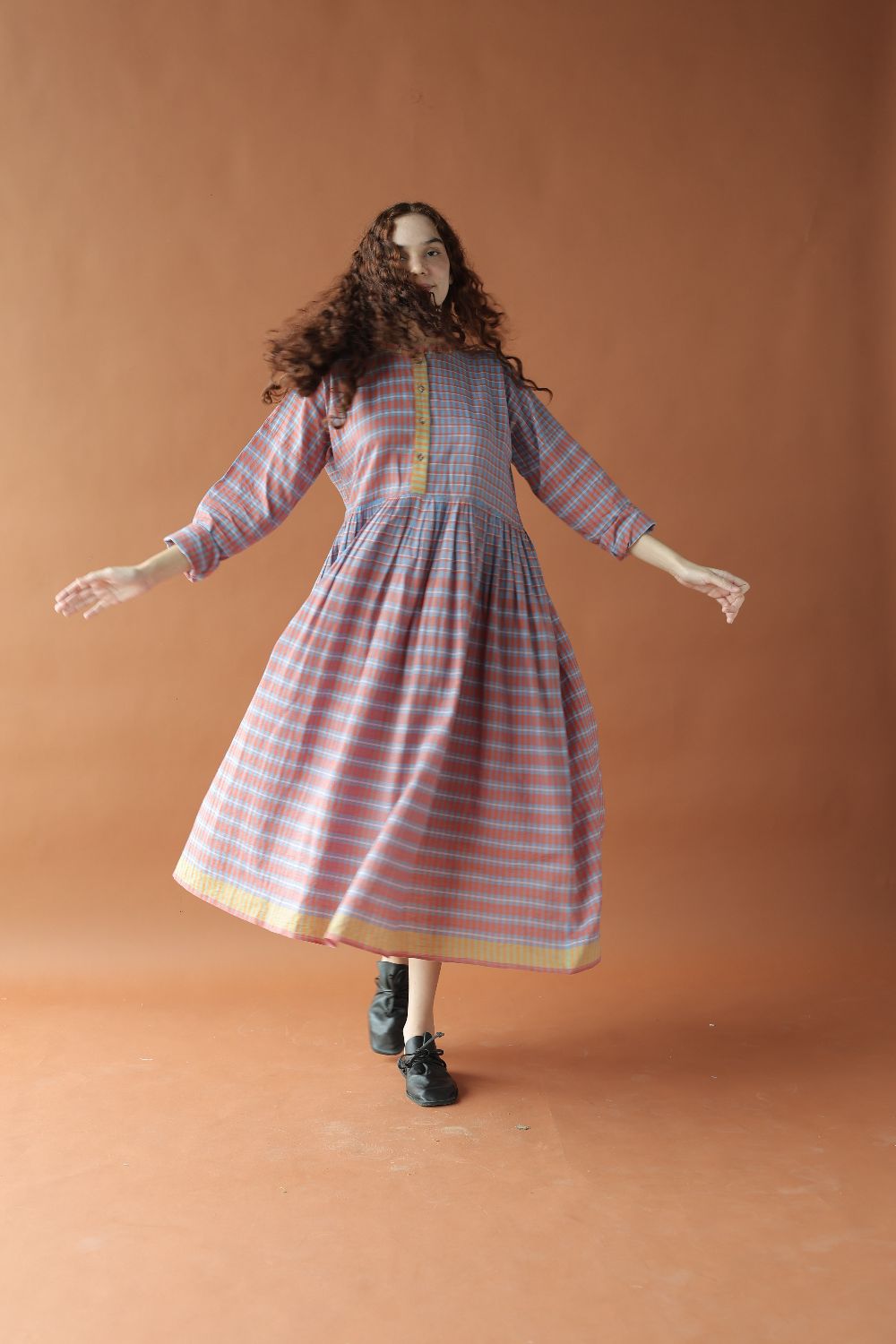 Myrah-Two toned checks Dress
