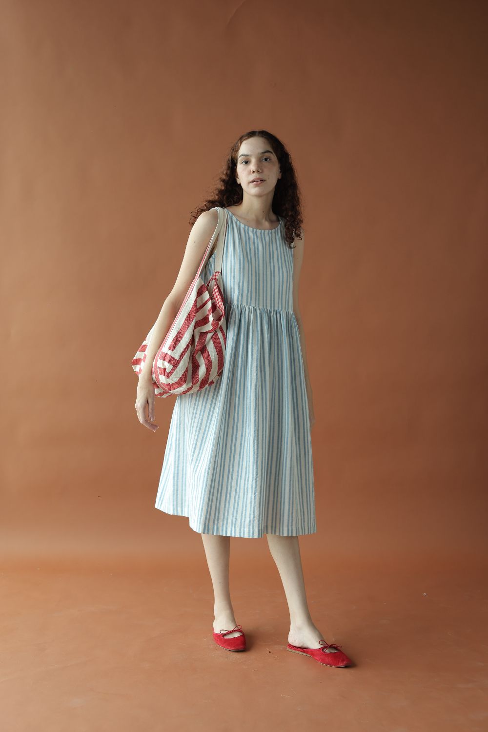 Alice Dress-Blue and white