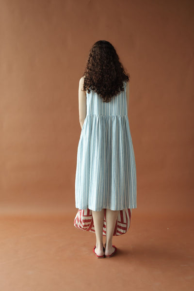 Alice Dress-Blue and white