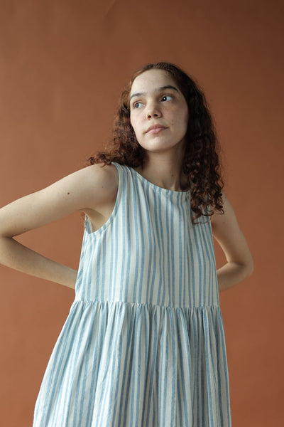 Alice Dress-Blue and white