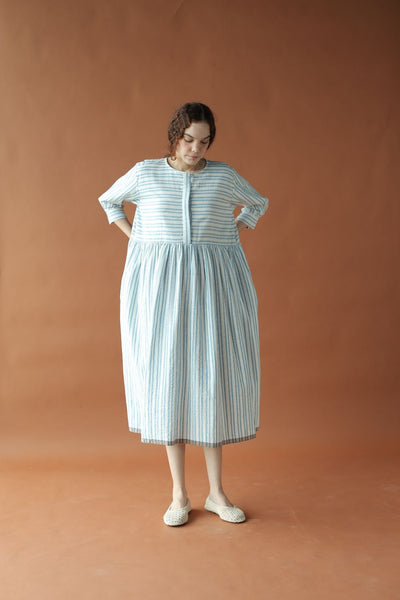 Marina Dress-Blue and White