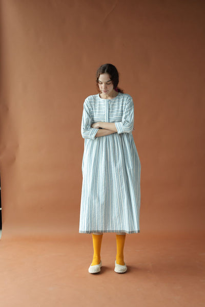 Marina Dress-Blue and White