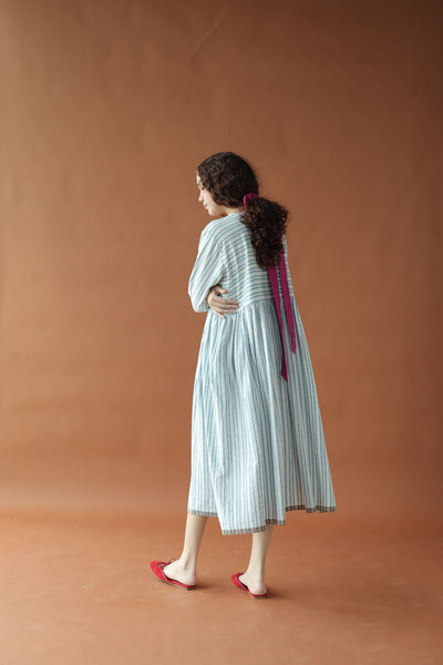 Marina Dress-Blue and White