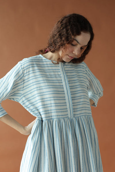 Marina Dress-Blue and White