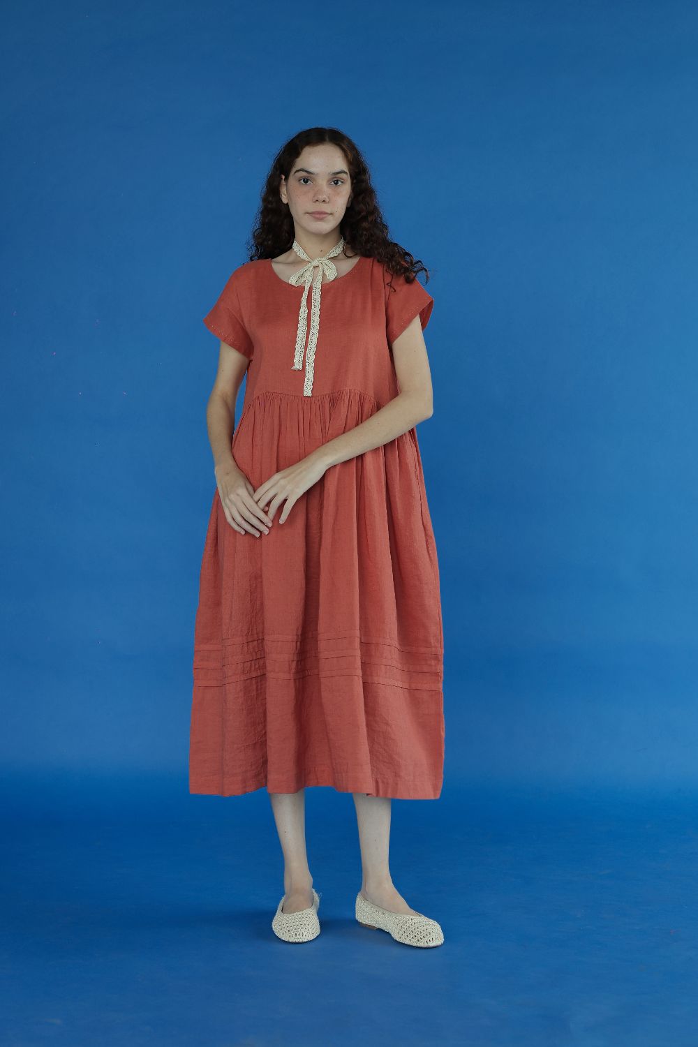 Aubrey Dress-Deep coral