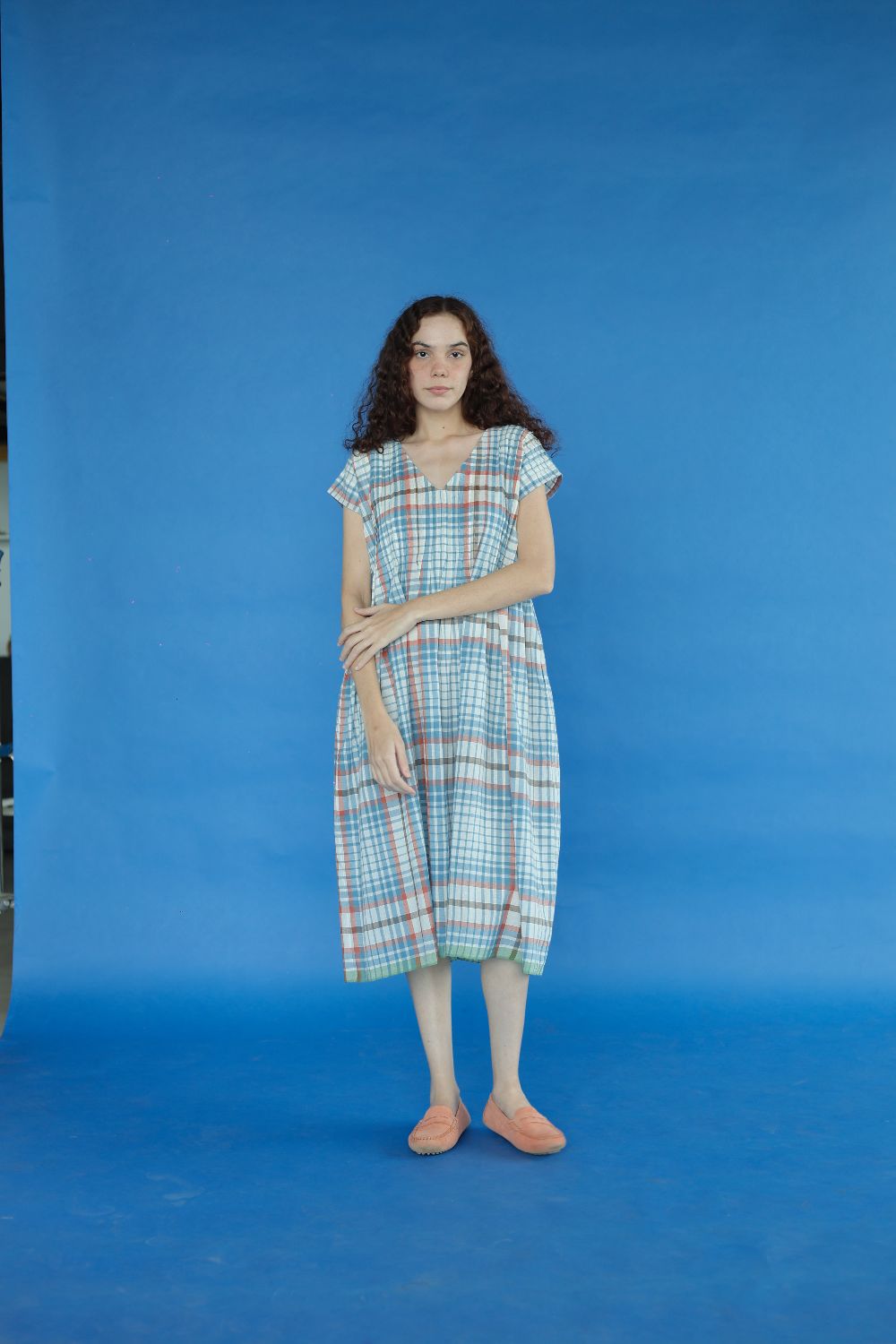 Darla Dress-Blue and white checks