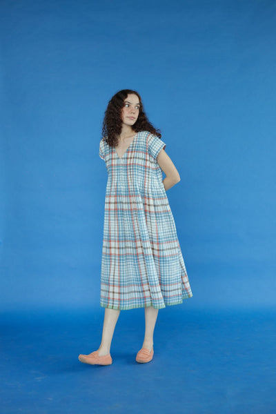 Darla Dress-Blue and white checks
