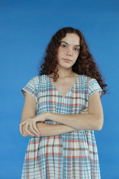 Darla Dress-Blue and white checks