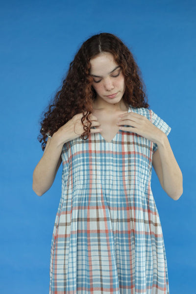 Darla Dress-Blue and white checks