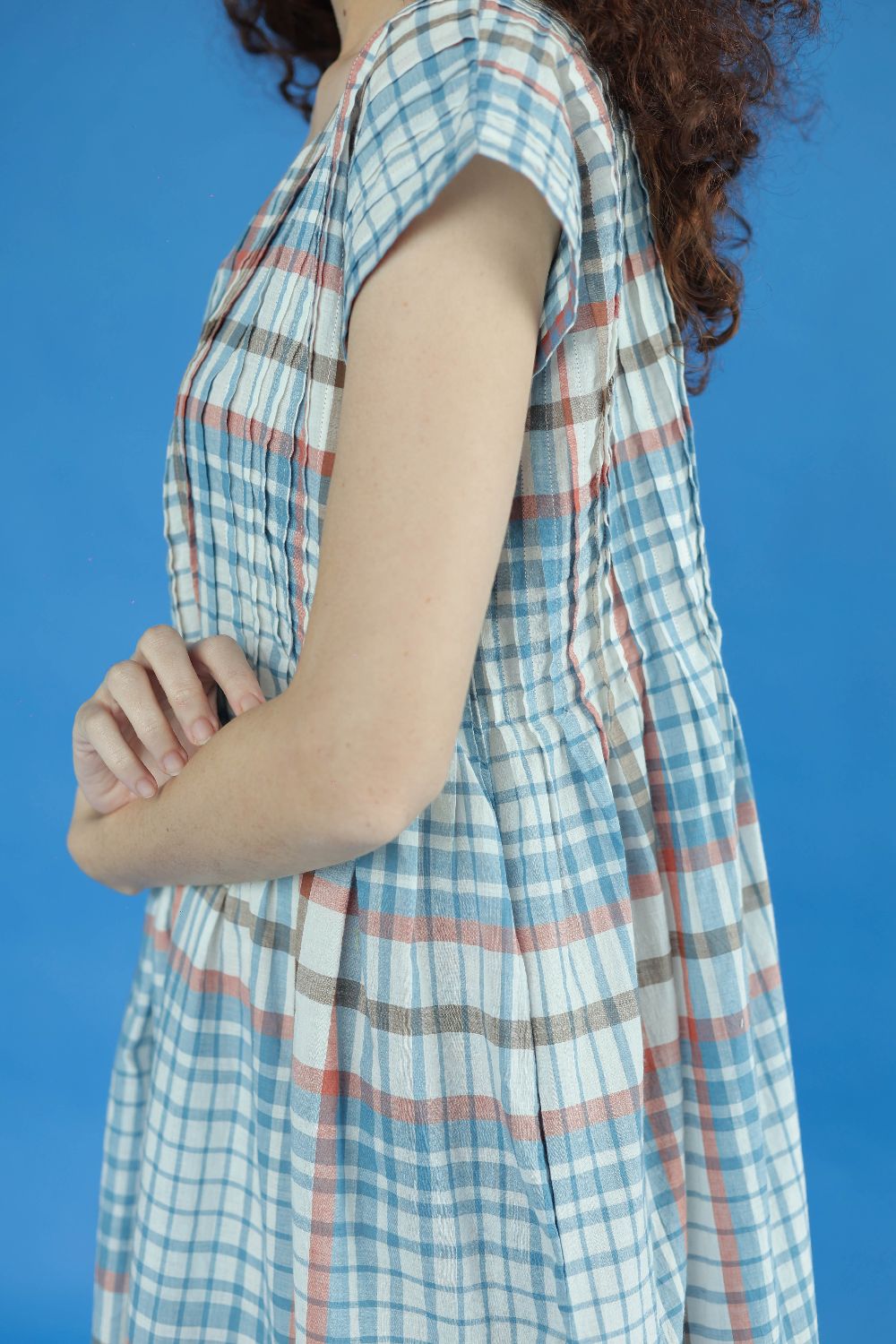 Darla Dress-Blue and white checks