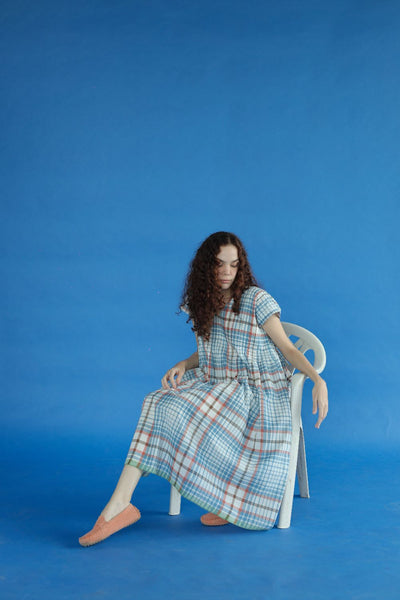 Darla Dress-Blue and white checks