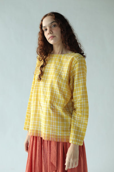 Mona Top-Yellow checks