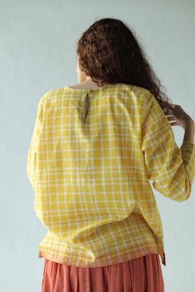 Mona Top-Yellow checks