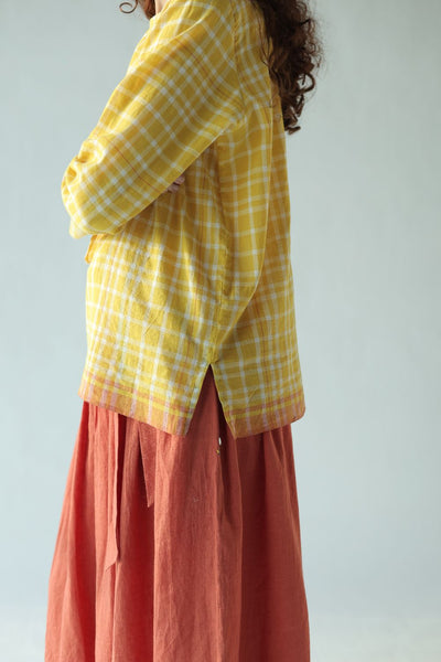 Mona Top-Yellow checks