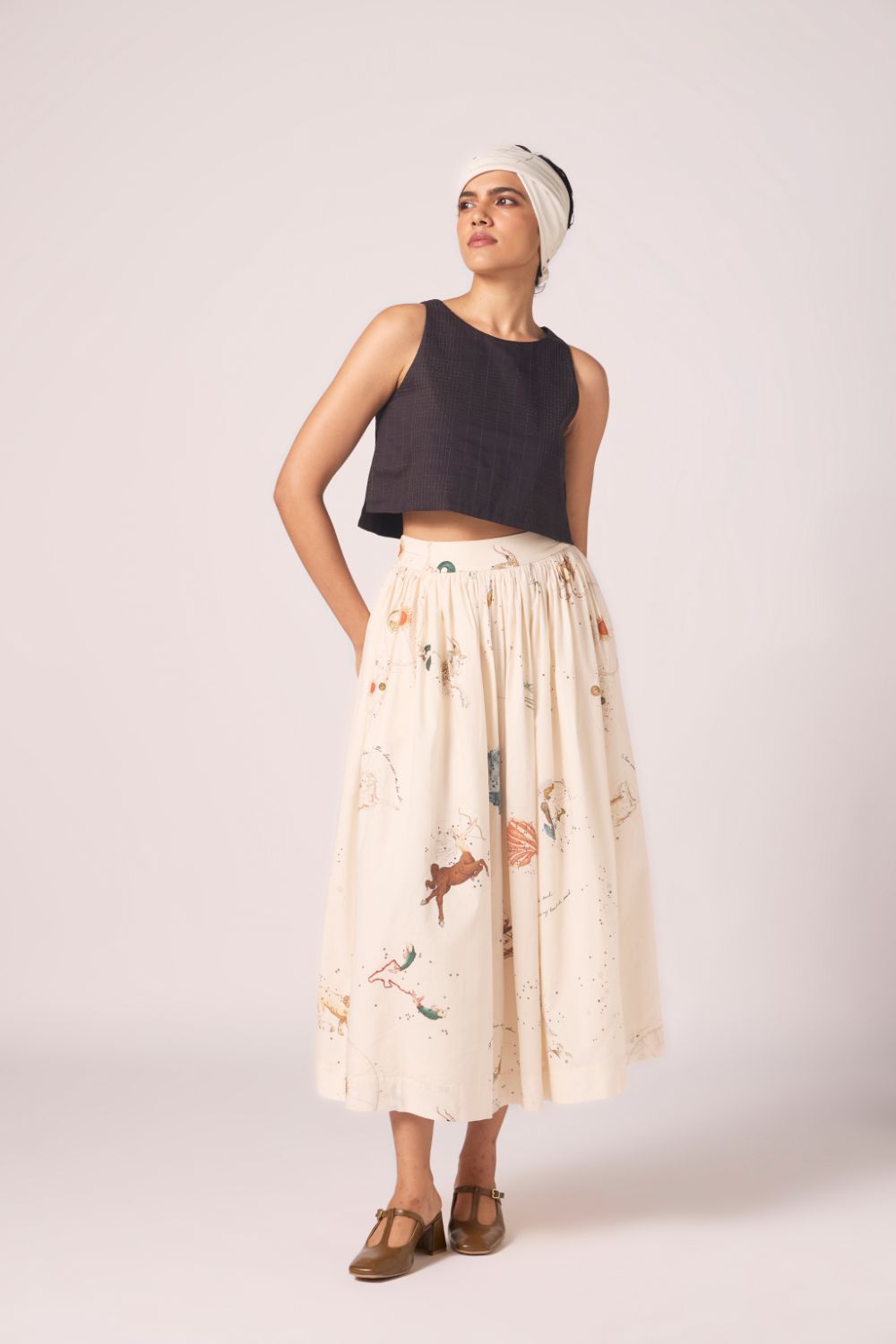 Maud Zodiac Print Cotton Skirt