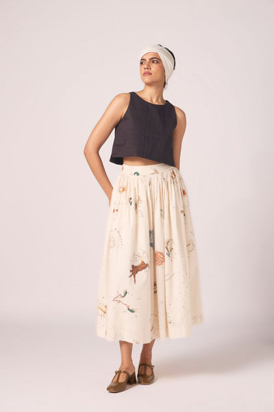Maud Zodiac Print Cotton Skirt