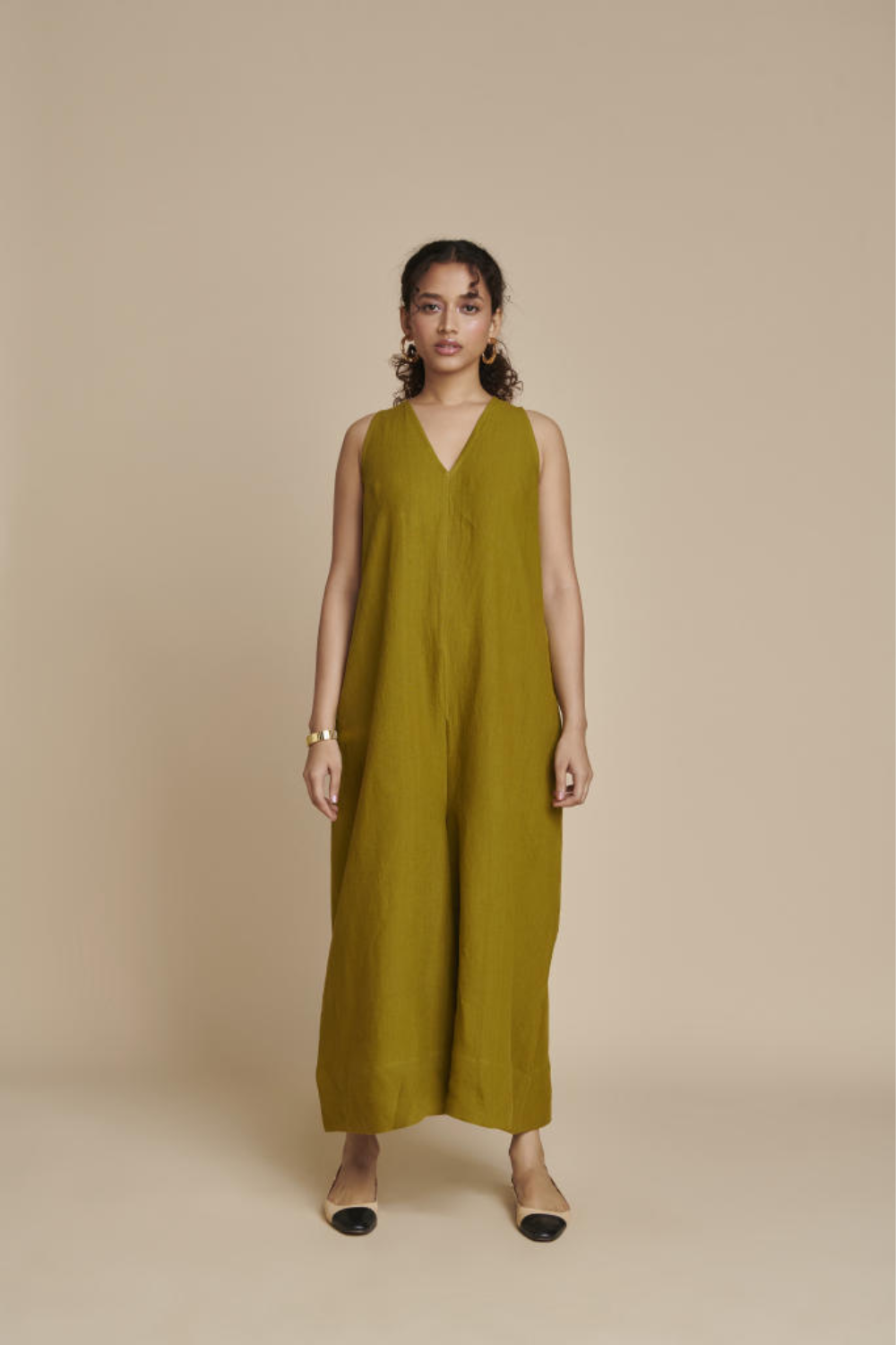 Mehendi Linen Flared Jumpsuit