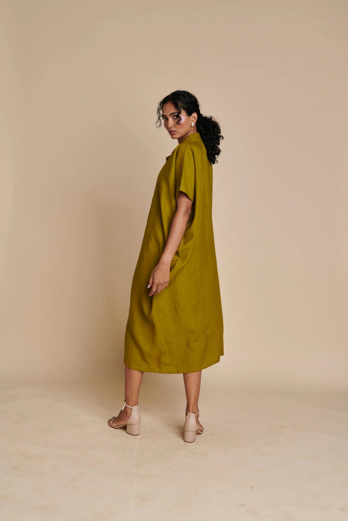 Mehendi Linen Kaftan Dress