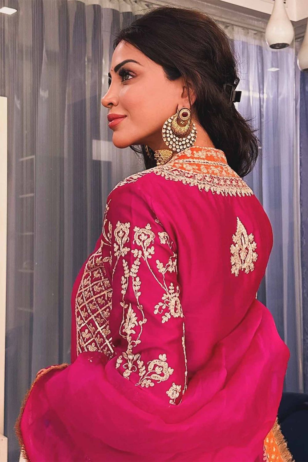 Mehnoor Straight kurta with dhoti-Hotpink