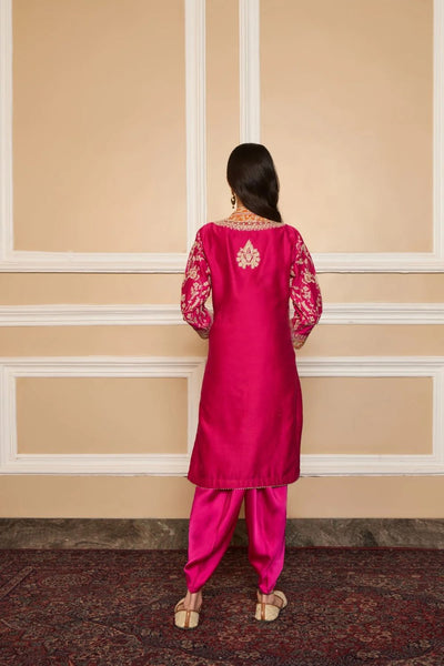 Mehnoor Straight kurta with dhoti-Hotpink